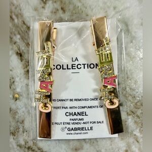 Chanel Beaute Alligator Hair Pins Set of 2. Multi-colored with Inset Crystals.